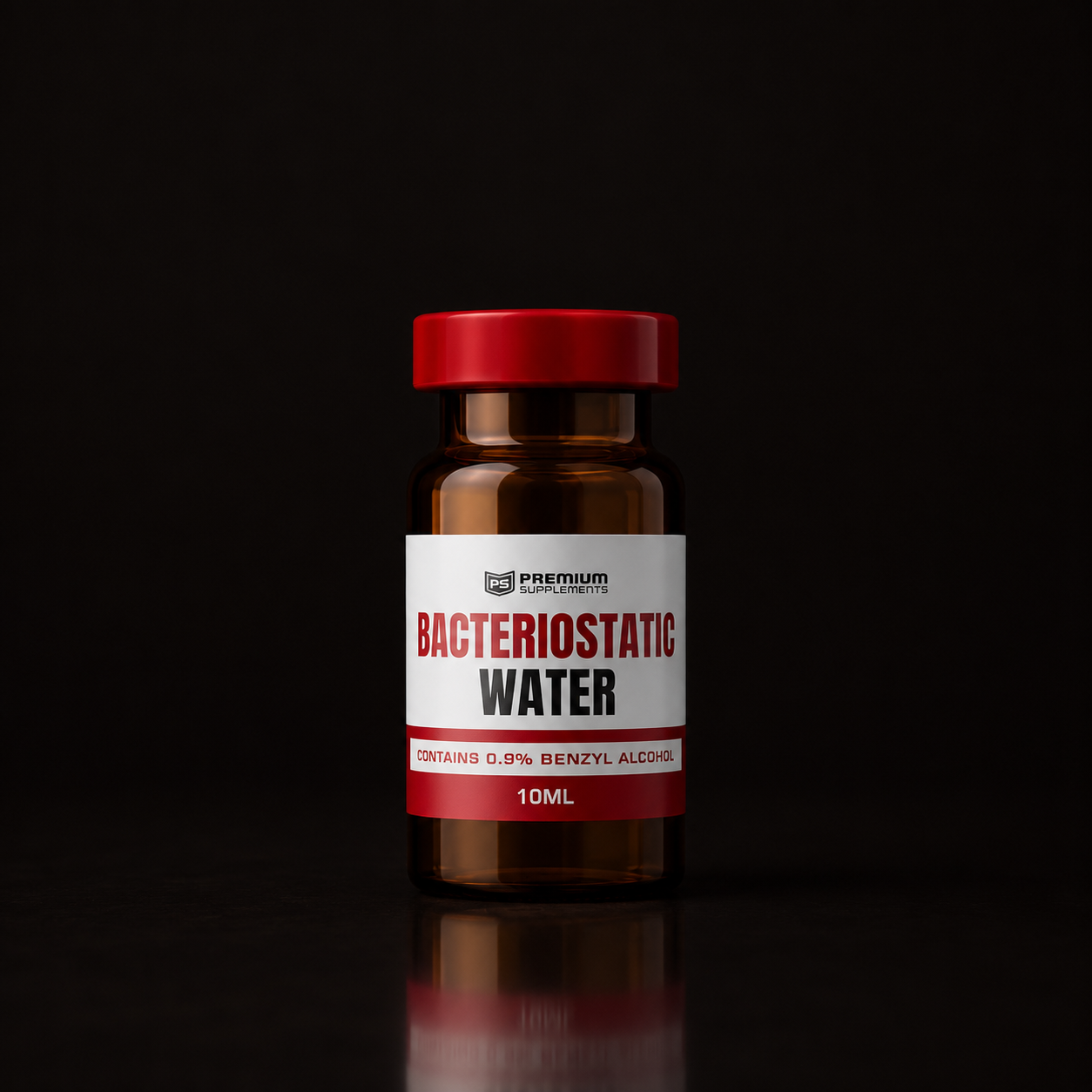 Unbothered Peptides Bacteriostatic Water 10mL sterile solution bottle for laboratory research. Research use only.